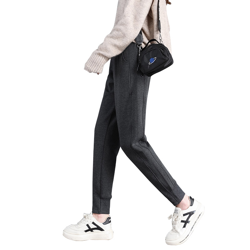 2020新款加绒秋冬宽松束脚外穿裤子 偶顶休闲裤