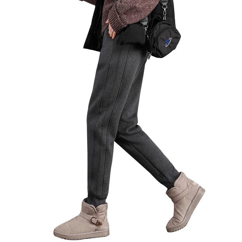 冬季加绒宽松束脚卫裤羊羔绒裤子 偶顶休闲裤