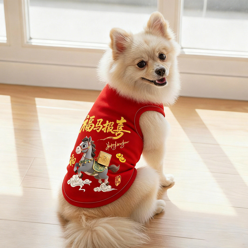 马年大吉新春宠物保暖背心狗狗衣服秋冬新款卡通小中大型犬猫咪服,淘宝优惠券,粉丝福利购,淘宝优惠卷
