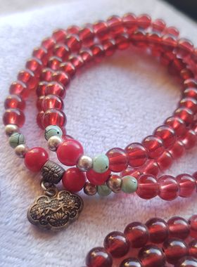 石榴石手链女款多圈手串饰品时尚个性简约百搭学生闺蜜礼物