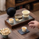 Travel tea set with one pot and two cups portable