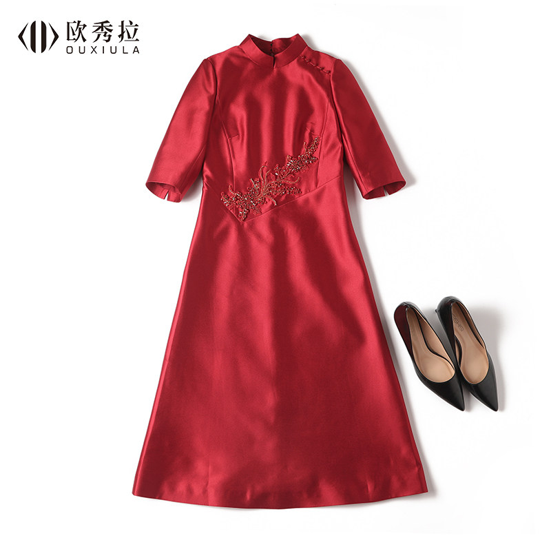 结婚婚礼妈妈装气质喜婆婆婚宴礼服洋气阔太太敬酒服连衣裙女秋款,淘宝优惠券,粉丝福利购,淘宝优惠卷