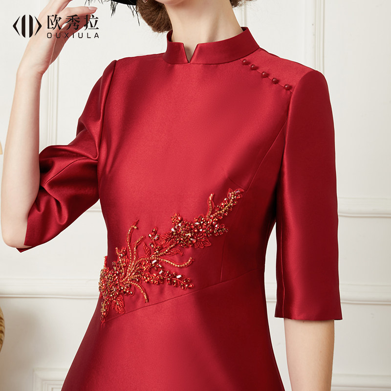 结婚婚礼妈妈装气质喜婆婆婚宴礼服洋气阔太太敬酒服连衣裙女秋款,淘宝优惠券,粉丝福利购,淘宝优惠卷