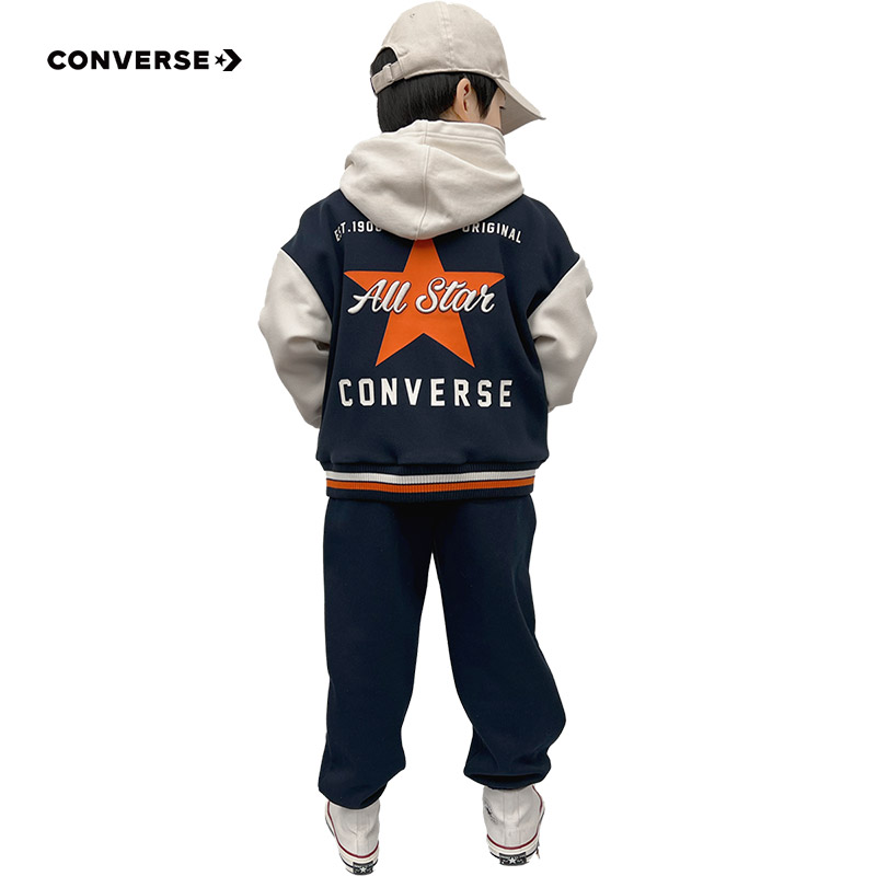 converse匡威儿童装男女童时尚外套2024春季新款中大童棒球服夹克