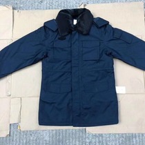 Brand new navy blue coat blue mens winter training Northeast cold-proof cotton coat thickened warm fur collar disassembly anti-static
