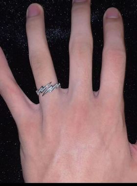 闪电个性嘻哈戒指开口可调节小众设计送闺蜜女友礼物潮流情侣新款