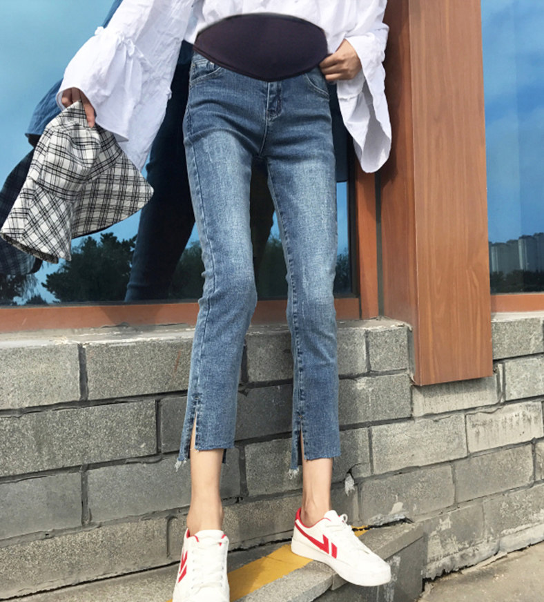 孕妇裤牛仔裤子秋季外穿时尚小脚裤 沐月母婴孕妇打底裤
