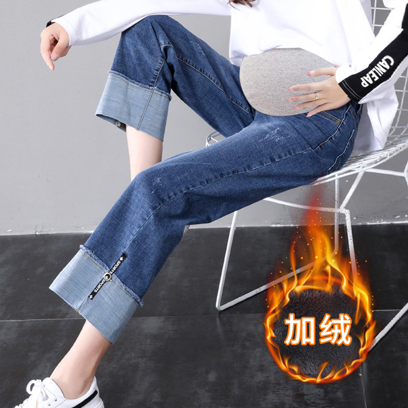 外穿春秋款直筒阔腿裤潮妈孕妇裤子 沐月母婴孕妇阔腿裤