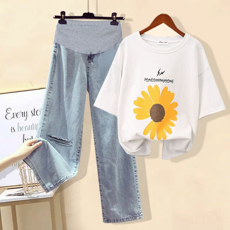 潮妈夏季直筒冰丝阔腿外穿孕妇裤子 沐月母婴孕妇打底裤