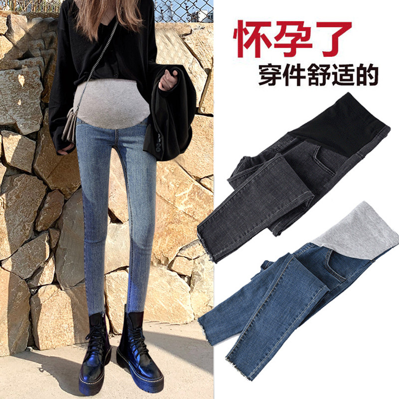 秋季外穿时尚黑色加绒潮妈孕妇裤子 沐月母婴孕妇打底裤