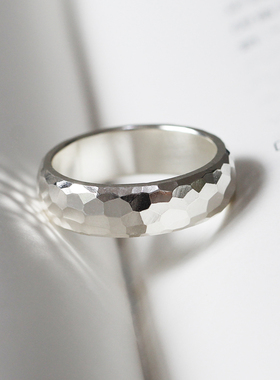 棱角手工999纯银情侣小众戒指