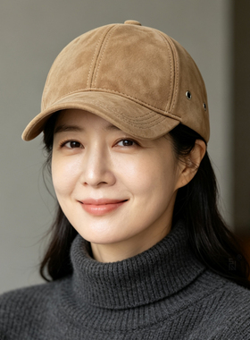 柔软山羊绒反绒女秋冬百搭棒球帽
