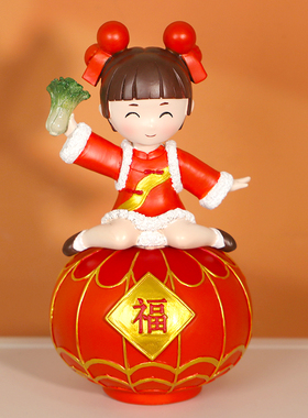 福娃童子新年摆件客厅装饰家居电视柜酒柜新中式摆设工艺品
