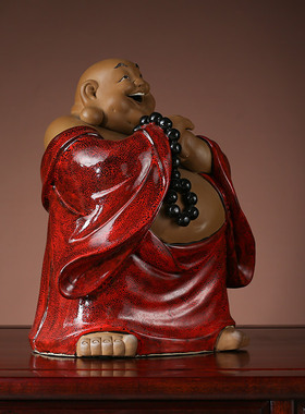 石湾公仔陶瓷招财中式客厅摆件