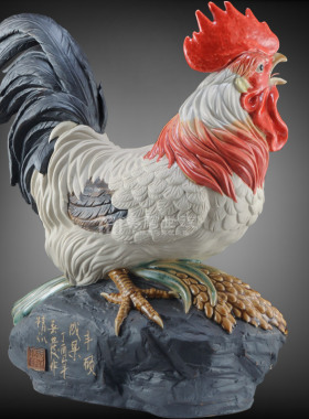 鸡年春节吉祥物陶瓷酒柜门工艺品