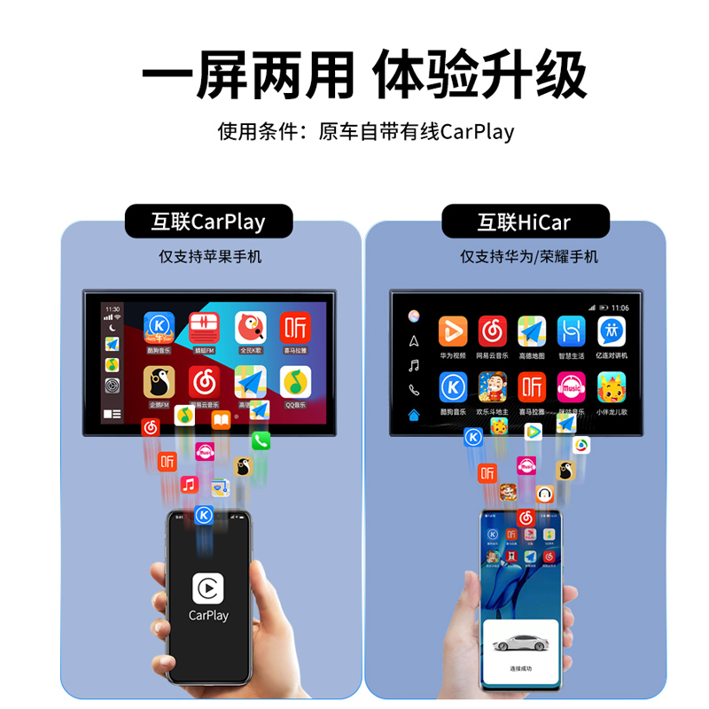 车连易适用原车屏有线转无线carplay模块华为hicar盒子互联投屏器 - 图0