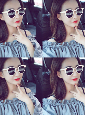 新款复古网红圆形圆脸偏光墨镜