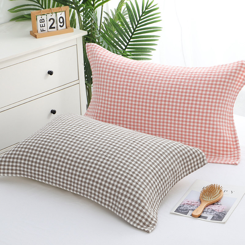 纯棉枕巾全棉纱布枕头巾一对装日式格子学生宿舍成人单人情侣盖巾,淘宝优惠券,粉丝福利购,淘宝优惠卷