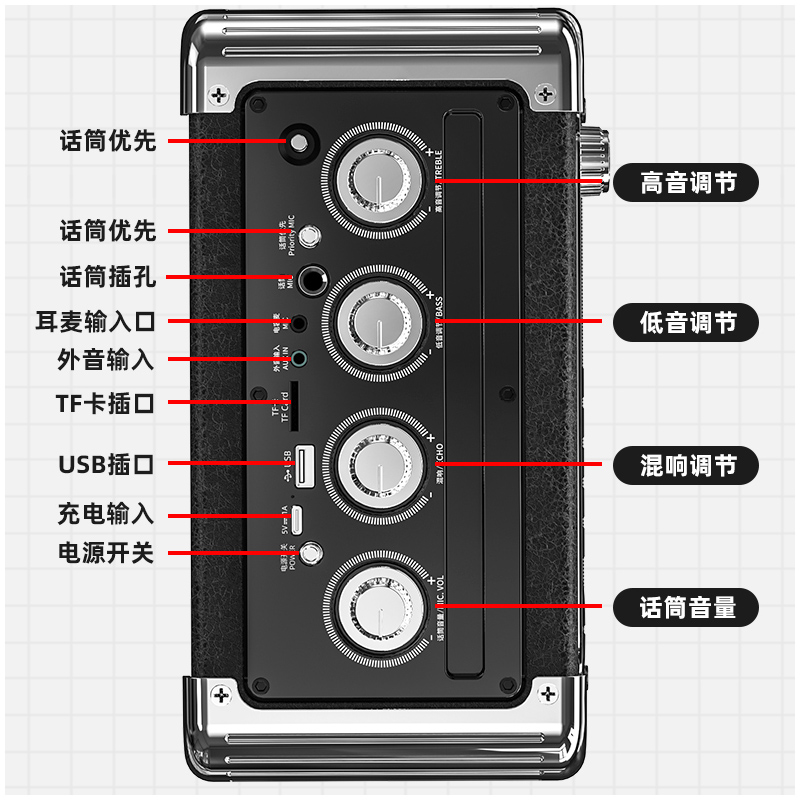 戴乐S55蓝牙音箱大音量户外广场舞音响带无线话筒唱歌K歌低音炮