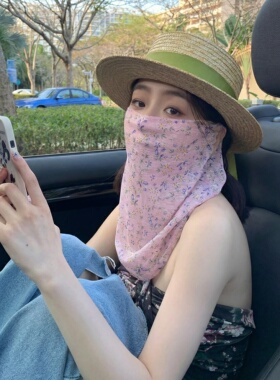 防晒面罩遮脸挂耳围脖