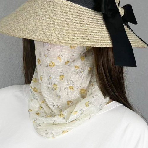夏季新款冰丝防晒面罩面纱女遮全脸围脖套头护颈骑行防紫外线百搭 - 图2