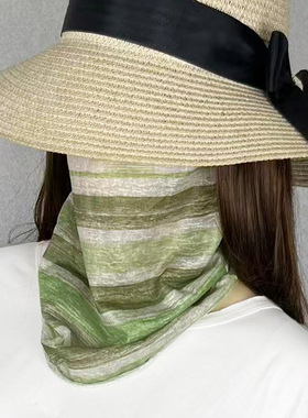 夏季新款冰丝防晒面罩面纱女遮全脸围脖套头护颈骑行开车透气百搭