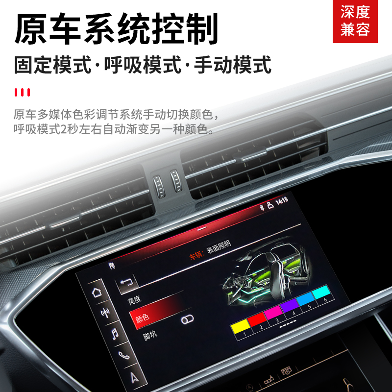 奥迪A6L/Q5L/A4L/A5/A3/A8/Q2L/Q3/Q7氛围灯64色专用车内气氛灯-图0