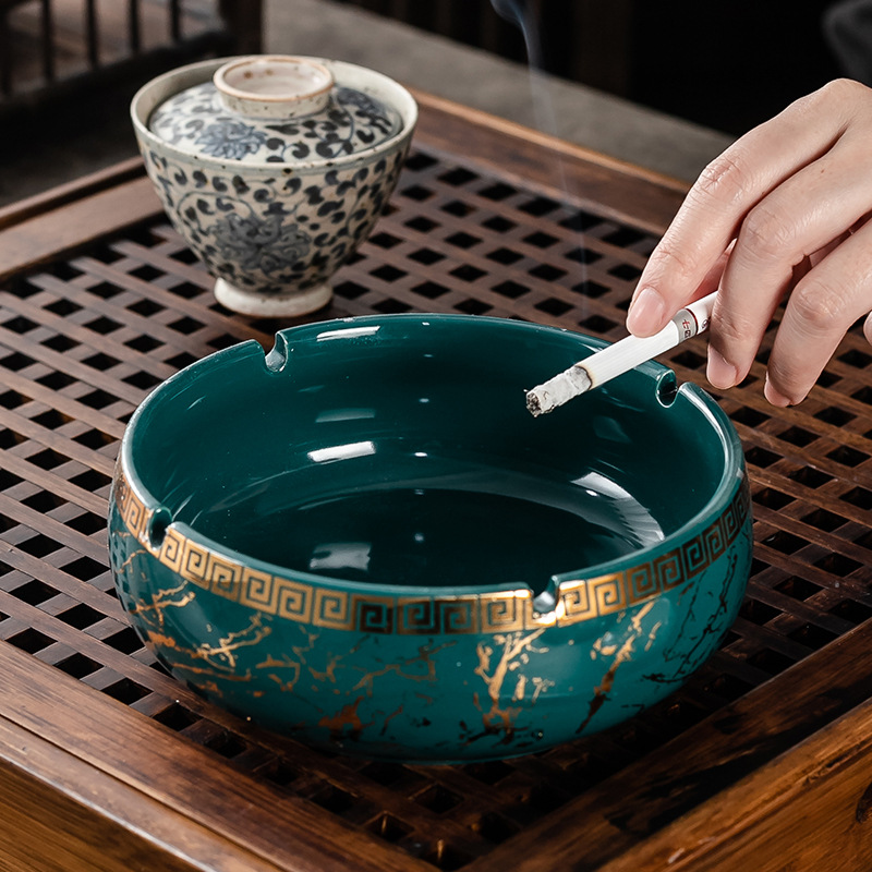 碗灰缸北欧中式大号特大烟灰缸陶瓷创意个性防飞灰潮流欧式家用客 - 图2