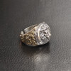 Trendy sterling silver inlaid copper arabesque lion head ring