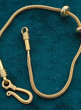 简约S925银穿珠子肖邦手链男女纯银镀金盘缠手环螺丝设计配定位珠