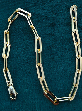 日韩简约纯银镀金回形针手链