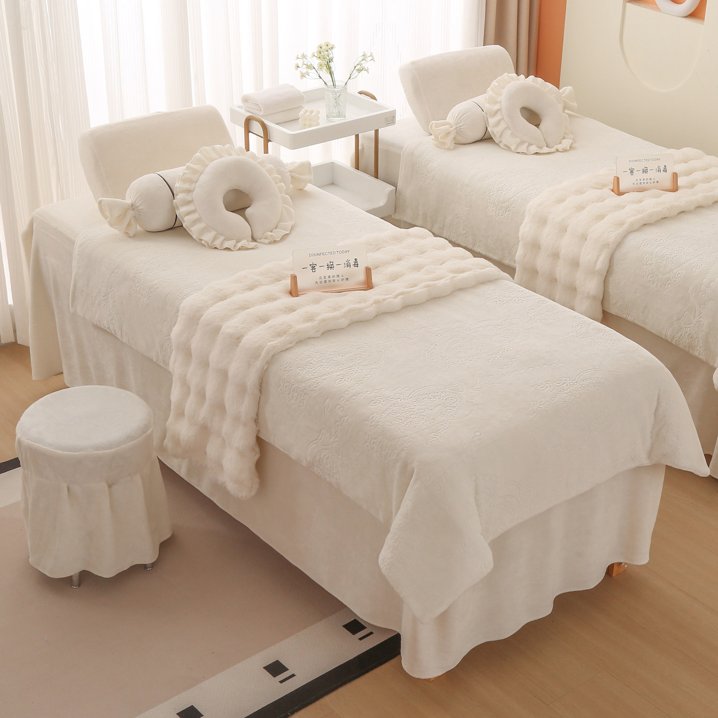 高级感牛奶绒美容床罩四件套新款美容院床罩高端专用按摩洗头秋冬,淘宝优惠券,粉丝福利购,淘宝优惠卷