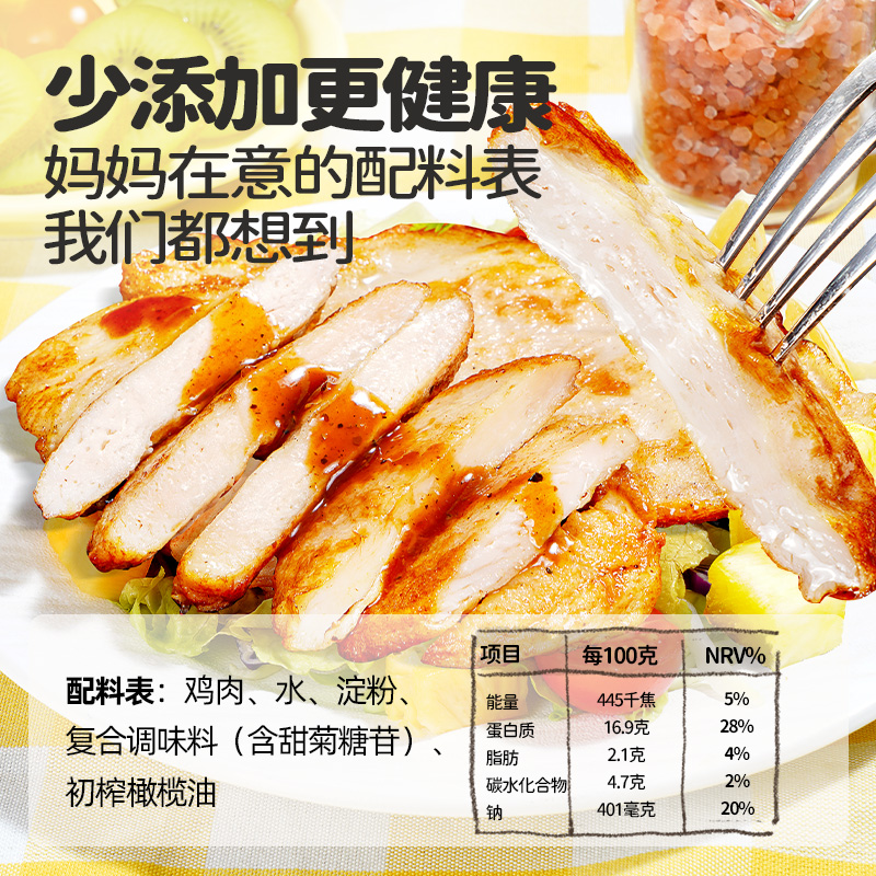 大希地母后恩点儿童无抗鸡排早餐无添加高蛋白水煎鸡胸肉半成品