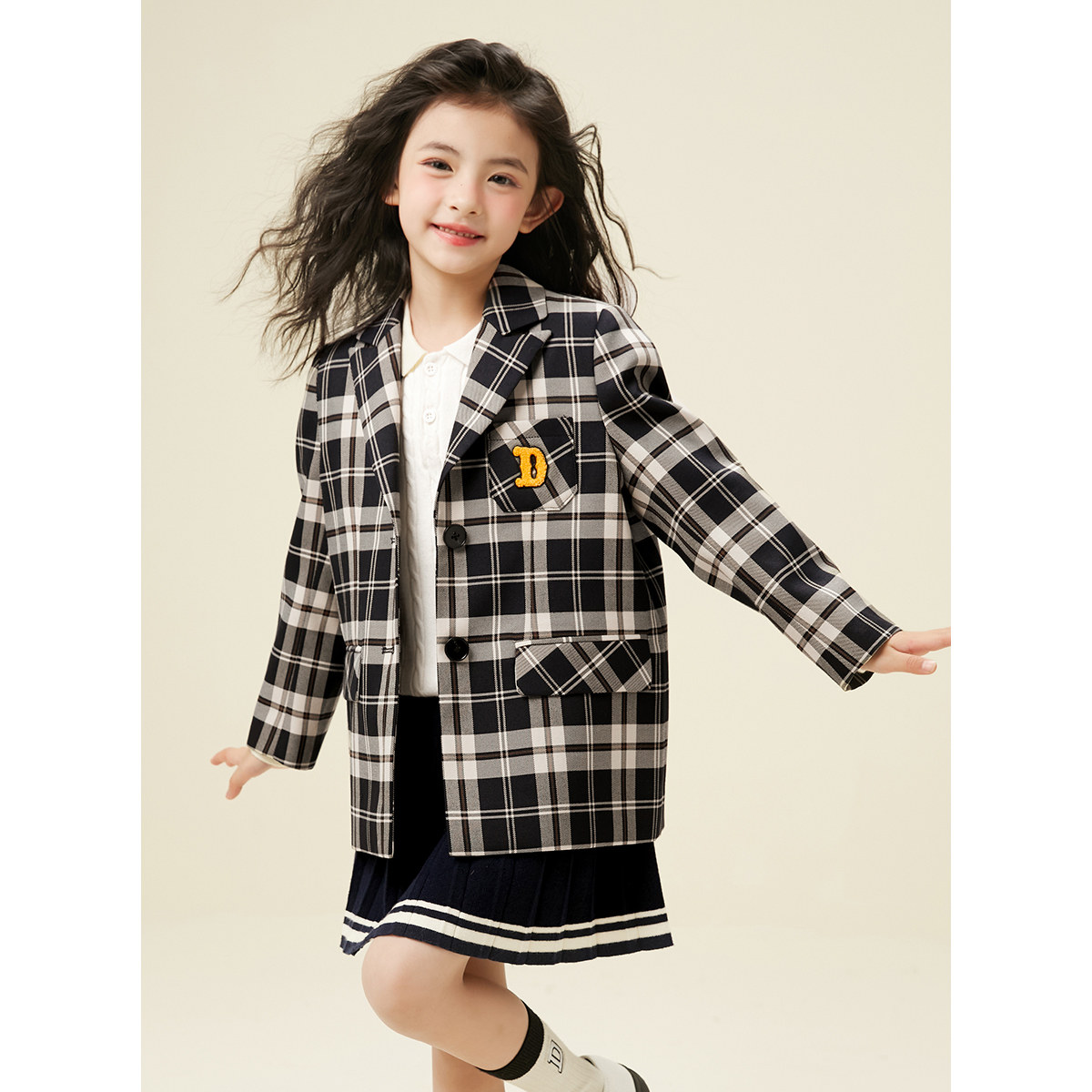 【门店同款】迪迪鹿童装女大童风衣春秋款儿童格子中长款大衣,淘宝优惠券,粉丝福利购,淘宝优惠卷