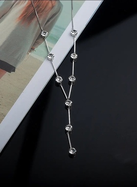 韩版闪钻Y字酷炫感新款秋冬项链