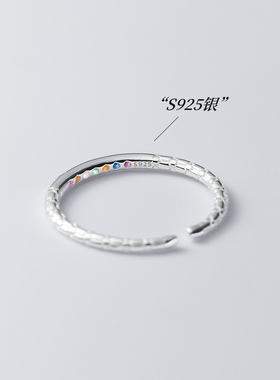 925纯银锆石开口食指戒指