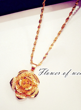 心形仿真沙金甜美风花朵饰品吊坠