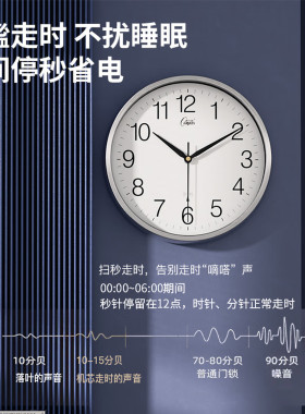 自动调时静音挂钟简约日历电波钟