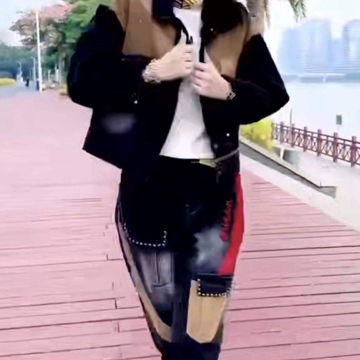 高档牛仔套装女刺绣洋气拼接牛仔女外套宽松牛仔哈伦裤两件套,淘宝优惠券,粉丝福利购,淘宝优惠卷