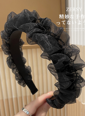 发箍女高颅顶夏季褶皱欧根纱发卡