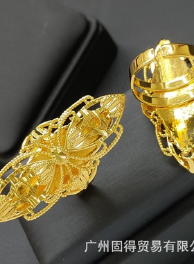 欧币越南沙金满天星花朵戒指 印度新娘开口可调节食指女士铜戒指