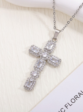 欧美风复古朋克十字架吊坠女轻奢时尚潮流项链小众个性高级感饰品