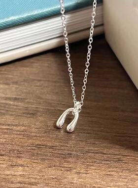 s925纯银U形项链简约小巧马蹄锁骨链时尚冷淡风气质日常百搭颈链