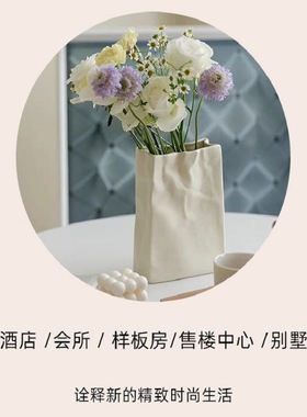 北欧陶瓷花瓶客厅玄关电视柜家居品摆件干花插花瓶装饰ins风家居
