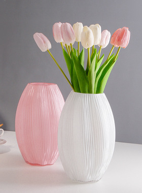 麦芽糖花瓶粉色螺旋不规则扭曲水培现代家居装饰品玻璃花器摆件