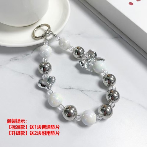 高级感女款苹果手机手腕挂绳挂链串珠轻奢时尚带钻夹片壳手提挂饰 - 图3