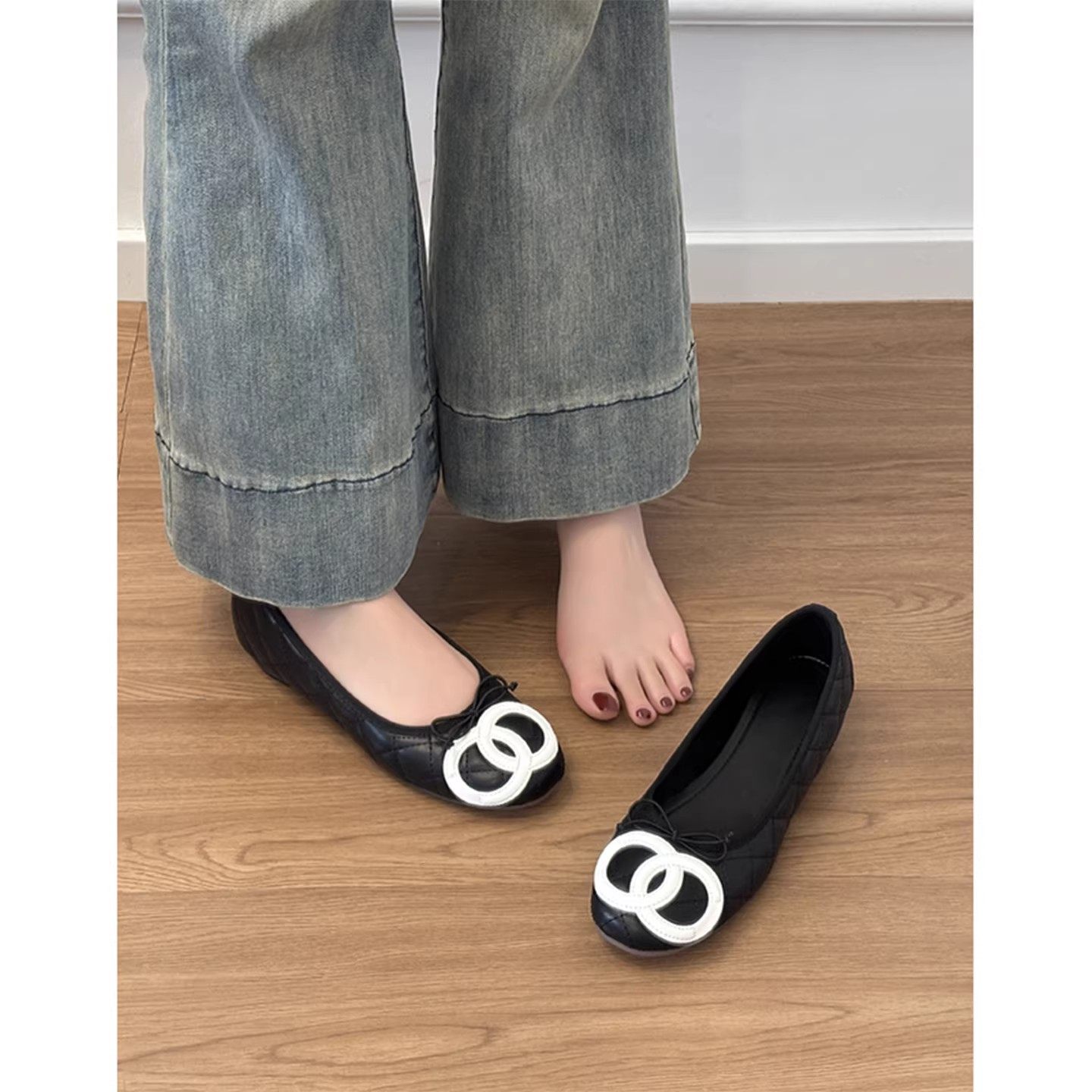 2026小香风蝴蝶结芭蕾舞鞋平底单鞋菱格玛丽珍内增高女鞋大码鞋,淘宝优惠券,粉丝福利购,淘宝优惠卷