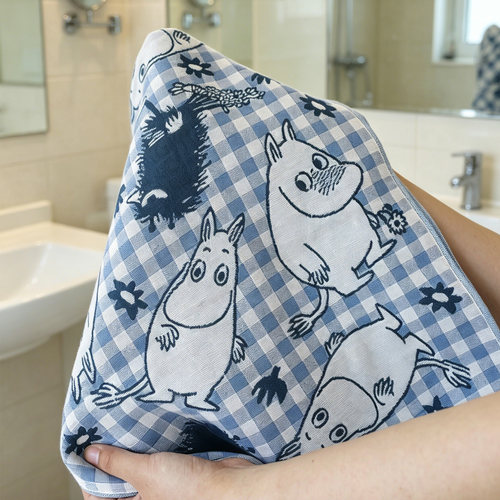日本毛巾美术馆纯棉毛巾新疆棉姆明MOOMIN家用吸水洗脸儿童小方巾 - 图1