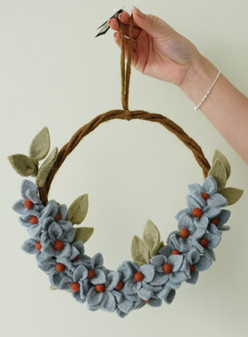 Gry&Sif丹麦设计羊毛毡艺术摆件手工花环蝴蝶老鼠圣诞新西兰羊毛