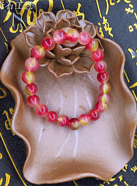 雨花石南京西瓜碧玺酒红10mm手链